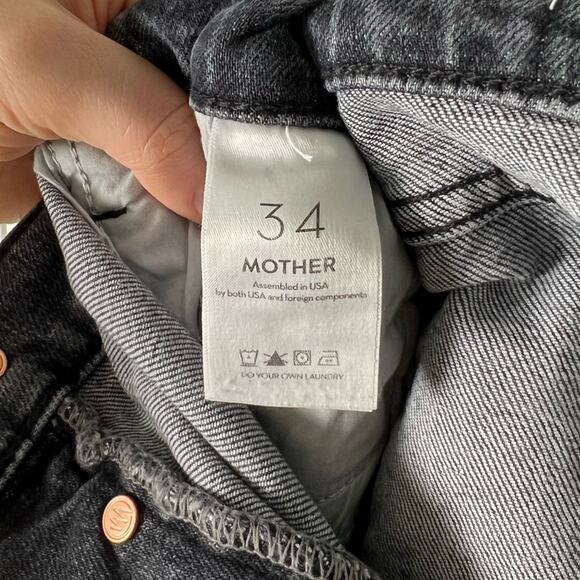 Mother Cotton High Waisted Faded Black Frayed Hem The Tomcat Kick Fray Short 34 - Picture 9 of 10